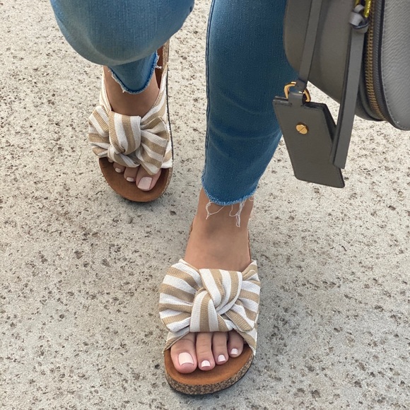 Shoes - 🎀Striped Bow Sandal🎀